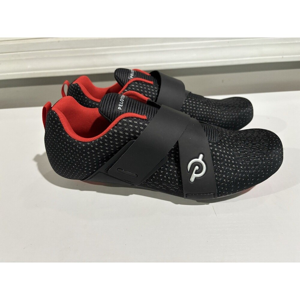 Peloton Black and Red Athletic Cycling Shoes, without clips